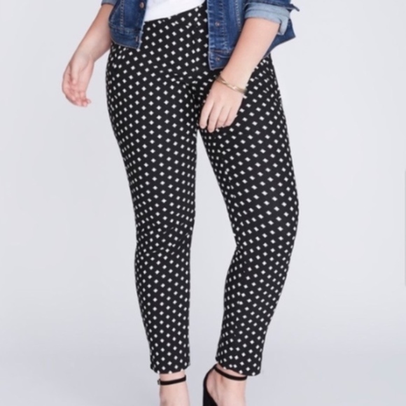 NWT Plus 28 ~THE MODERNIST LENA Curvy Fit Polkadot Ankle Pants LANE BRYANT ~NEW